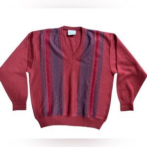 Vintage Mens Sweater Size Large Gabicci Italian Eclectic Grandpa Y2K V-Neck